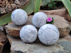 Polished Lightning Strike Howlite Spheres x 4 From Zimbabwe - Toprock Gemstones and Minerals 