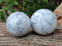 Polished Lightning Strike Howlite Spheres x 4 From Zimbabwe
