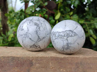 Polished Lightning Strike Howlite Spheres x 4 From Zimbabwe