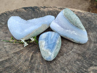 Polished Blue Lace Agate Free Forms x 3 From Nsanje, Malawi