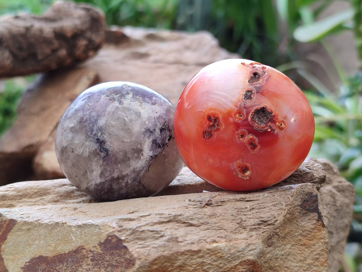 Polished Mixed Selected Multi Mineral Palm Stones x 24 From Madagascar - Toprock Gemstones and Minerals 