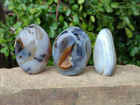 Polished Mixed Agate Standing Free Forms x 6 From Moralambo, Madagascar