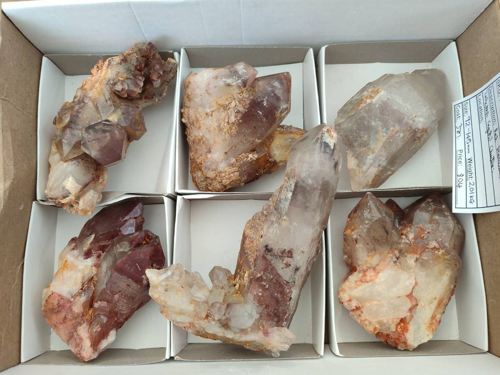 Natural Red Hematoid Quartz Crystal Clusters x 6 From Karoi, Zimbabwe - Toprock Gemstones and Minerals 