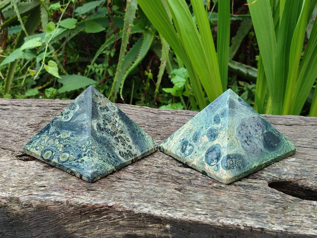 Polished Stromatolite Pyramids x 3 From Katsepy, Madagascar - Toprock Gemstones and Minerals 