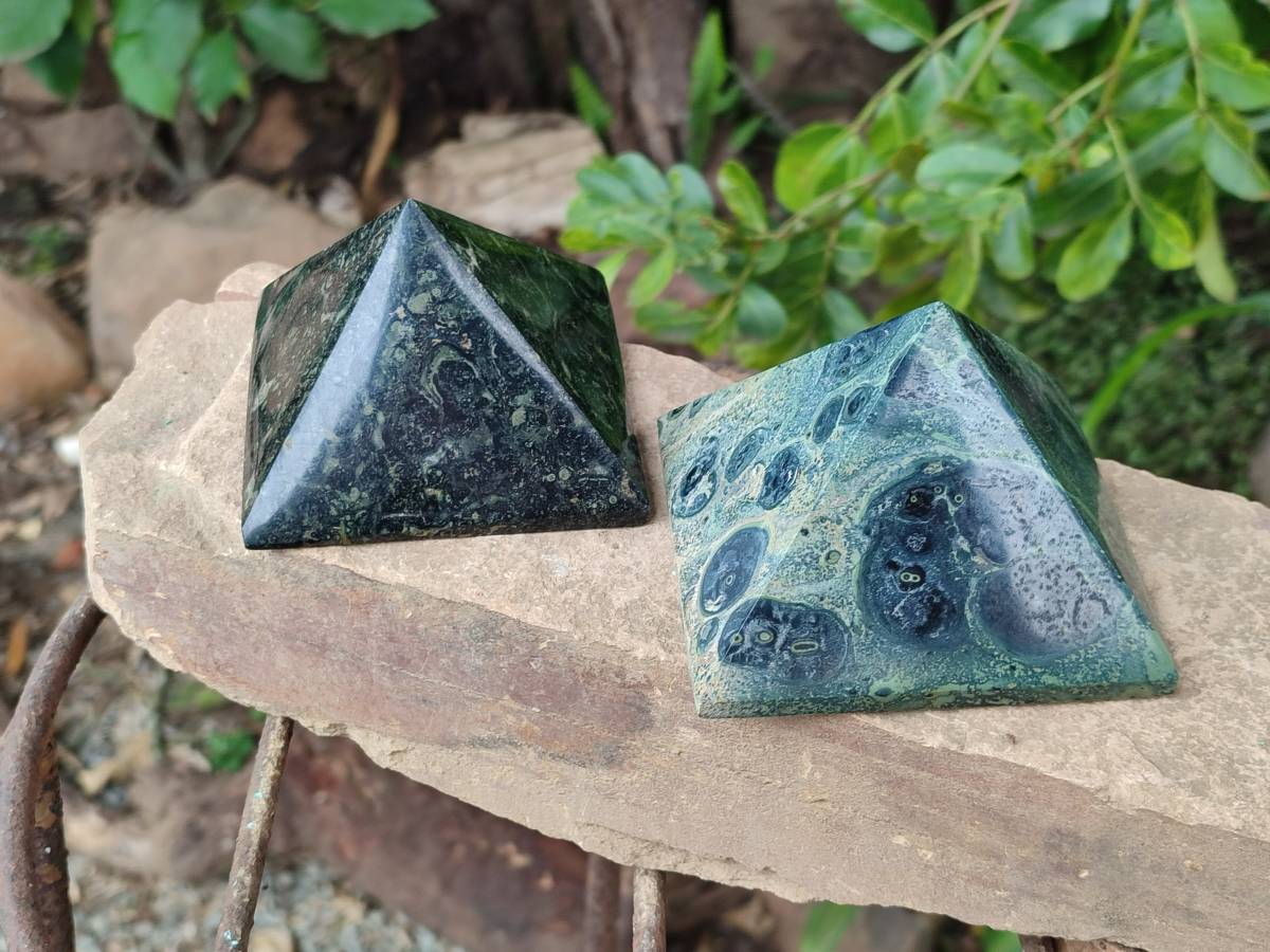 Polished Stromatolite Pyramids x 3 From Katsepy, Madagascar - Toprock Gemstones and Minerals 