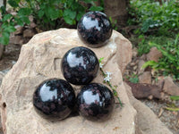 Polished Blue Speck Iolite Water Sapphire Spheres x 4 From Ambatofinandrahana, Madagascar