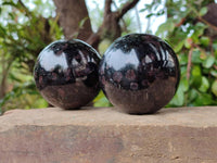 Polished Blue Speck Iolite Water Sapphire Spheres x 4 From Ambatofinandrahana, Madagascar