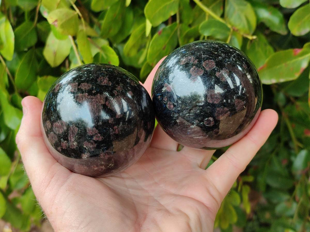 Polished Blue Speck Iolite Water Sapphire Spheres x 4 From Ambatofinandrahana, Madagascar - Toprock Gemstones and Minerals 