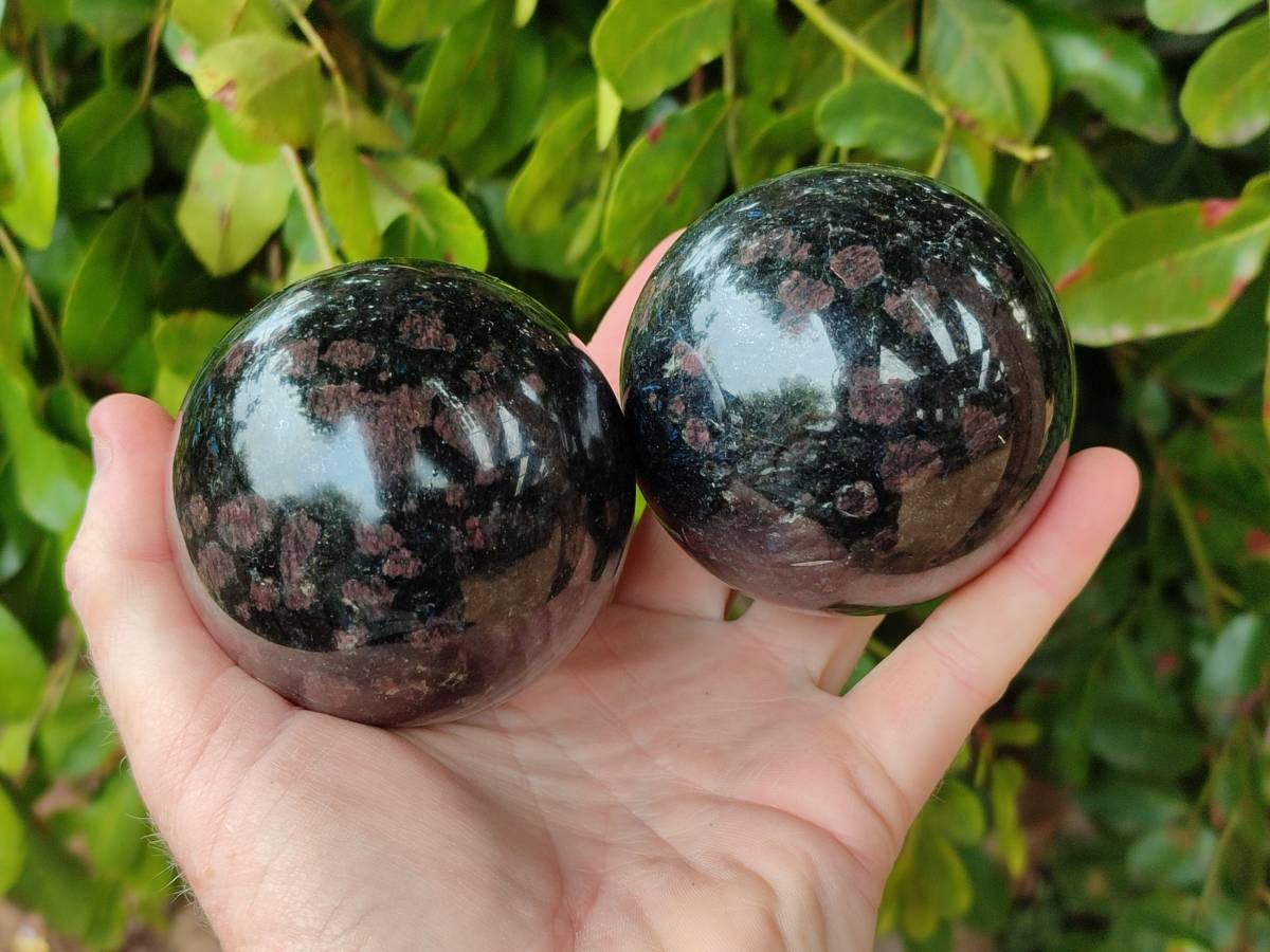 Polished Blue Speck Iolite Water Sapphire Spheres x 4 From Ambatofinandrahana, Madagascar - Toprock Gemstones and Minerals 