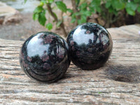 Polished Blue Speck Iolite Water Sapphire Spheres x 4 From Ambatofinandrahana, Madagascar