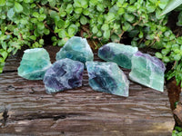 Polished On One Side Watermelon Fluorite Slices x 6 From Uis, Namibia