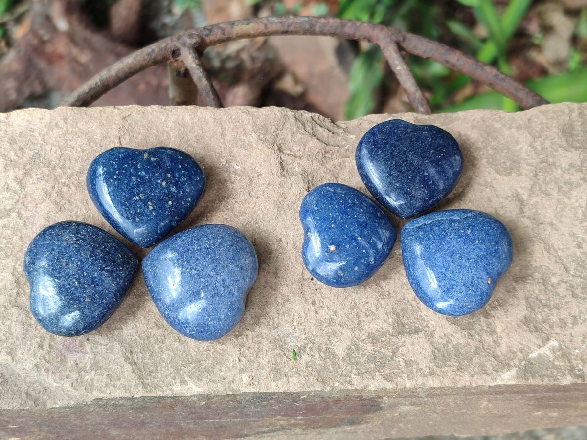 Polished Lazulite Hearts x 35 From Madagascar - Toprock Gemstones and Minerals 