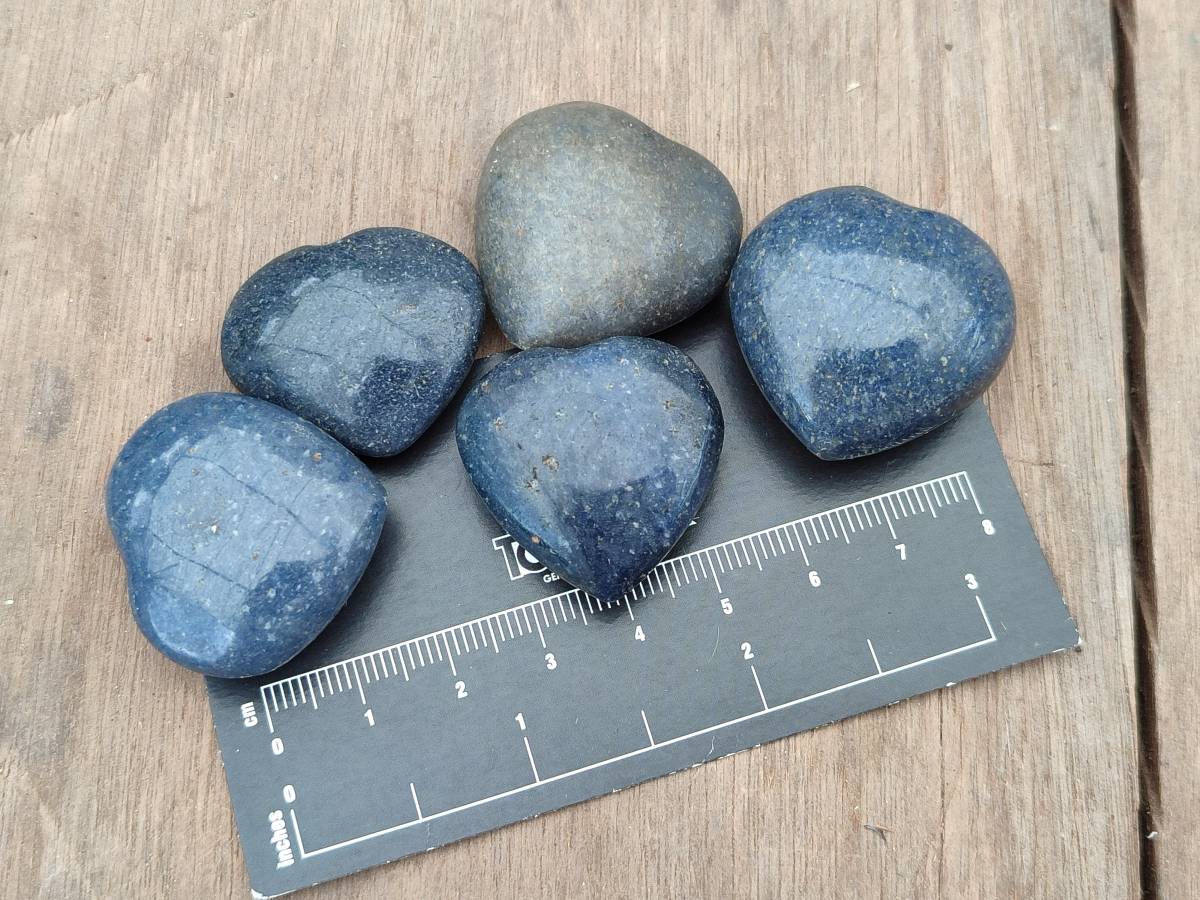Polished Lazulite Hearts x 35 From Madagascar - Toprock Gemstones and Minerals 