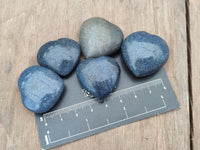 Polished Lazulite Hearts x 35 From Madagascar