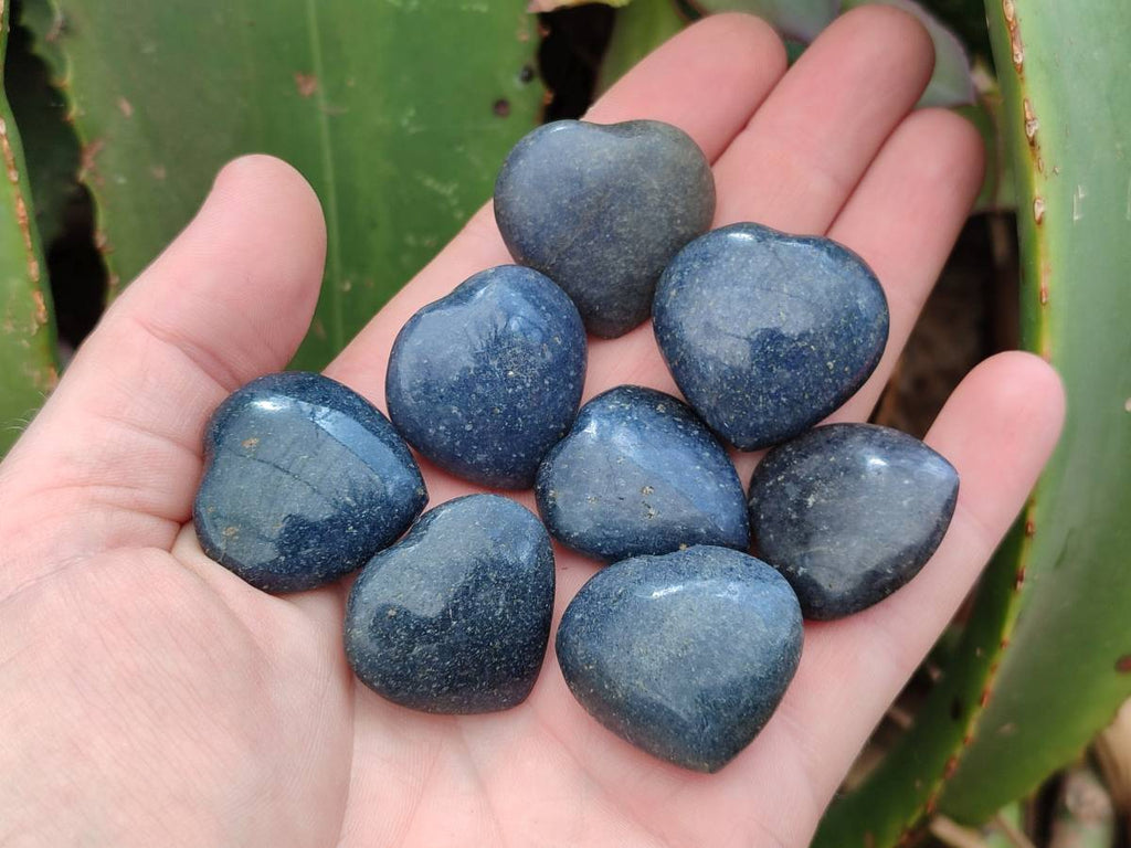 Polished Lazulite Hearts x 35 From Madagascar - Toprock Gemstones and Minerals 