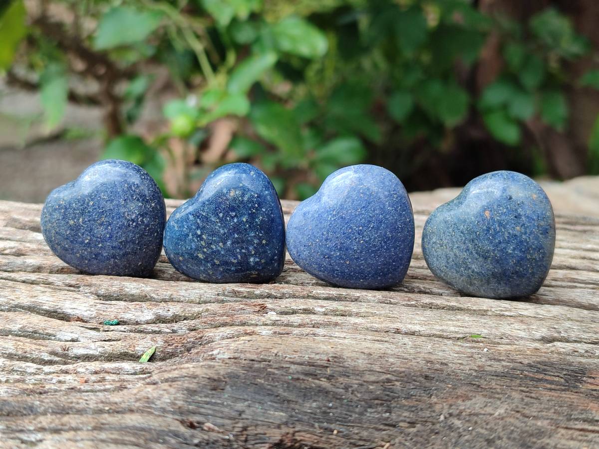 Polished Lazulite Hearts x 35 From Madagascar - Toprock Gemstones and Minerals 