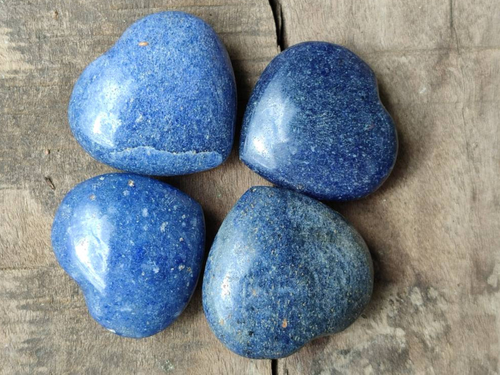 Polished Lazulite Hearts x 35 From Madagascar - Toprock Gemstones and Minerals 