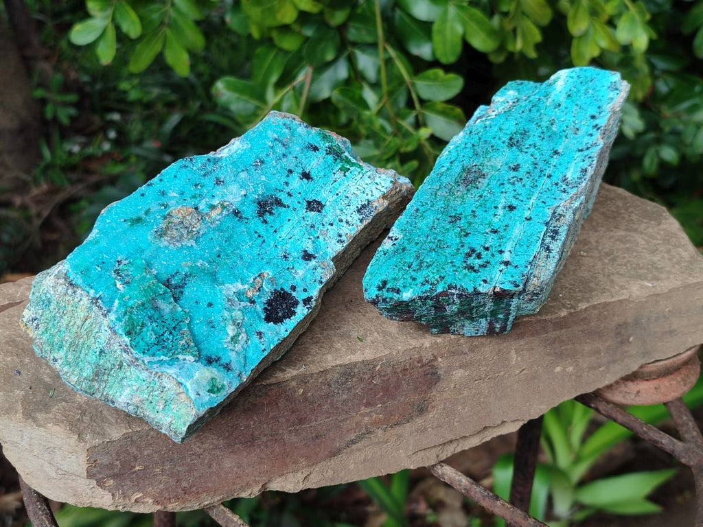 Natural Drusy Coated Chrysocolla With Malachite Specimens x 3 From Lupoto Mine, Congo - Toprock Gemstones and Minerals 