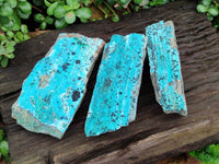 Natural Drusy Coated Chrysocolla With Malachite Specimens x 3 From Lupoto Mine, Congo