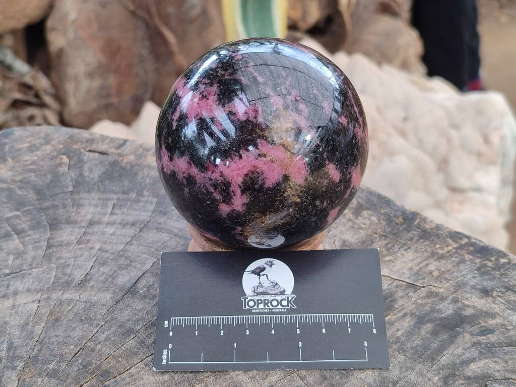 Polished Rhodonite Spheres x 2 From Ambindavato, Madagascar - Toprock Gemstones and Minerals 