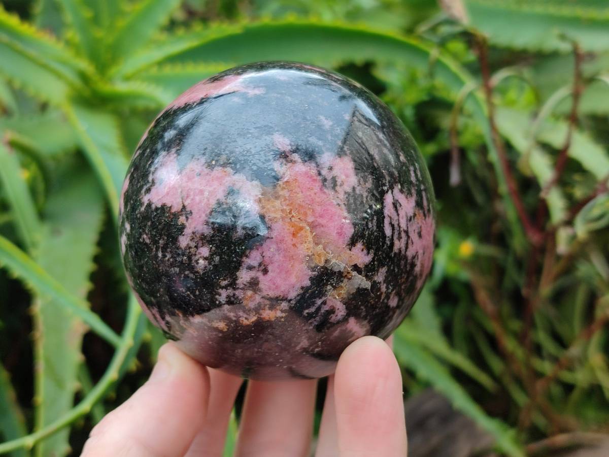 Polished Rhodonite Spheres x 2 From Ambindavato, Madagascar - Toprock Gemstones and Minerals 