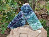 Polished On One Side Watermelon Fluorite Slices x 2 From Uis, Namibia