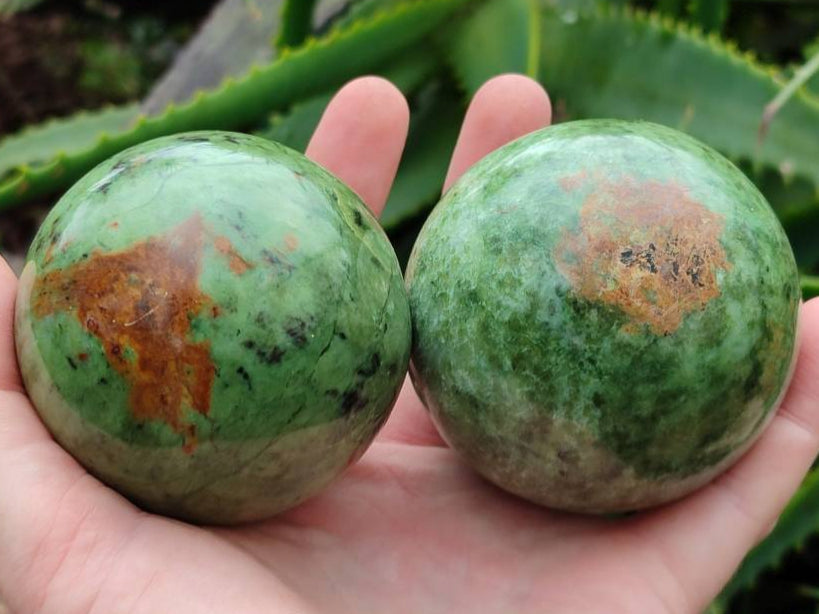 Polished Green Chrysoprase Spheres x 4 From Madagascar - Toprock Gemstones and Minerals 