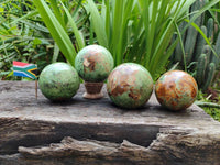 Polished Green Chrysoprase Spheres x 4 From Madagascar - Toprock Gemstones and Minerals 