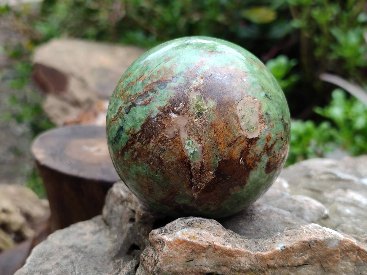 Polished Green Chrysoprase Spheres x 4 From Madagascar - Toprock Gemstones and Minerals 