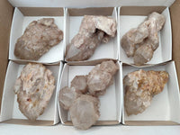 Natural Smokey Phantom Quartz Clusters x 6 From Luena, Congo