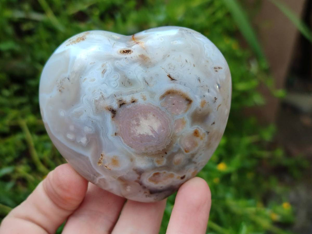 Polished Banded Agate Hearts x 6 From Madagascar - Toprock Gemstones and Minerals 