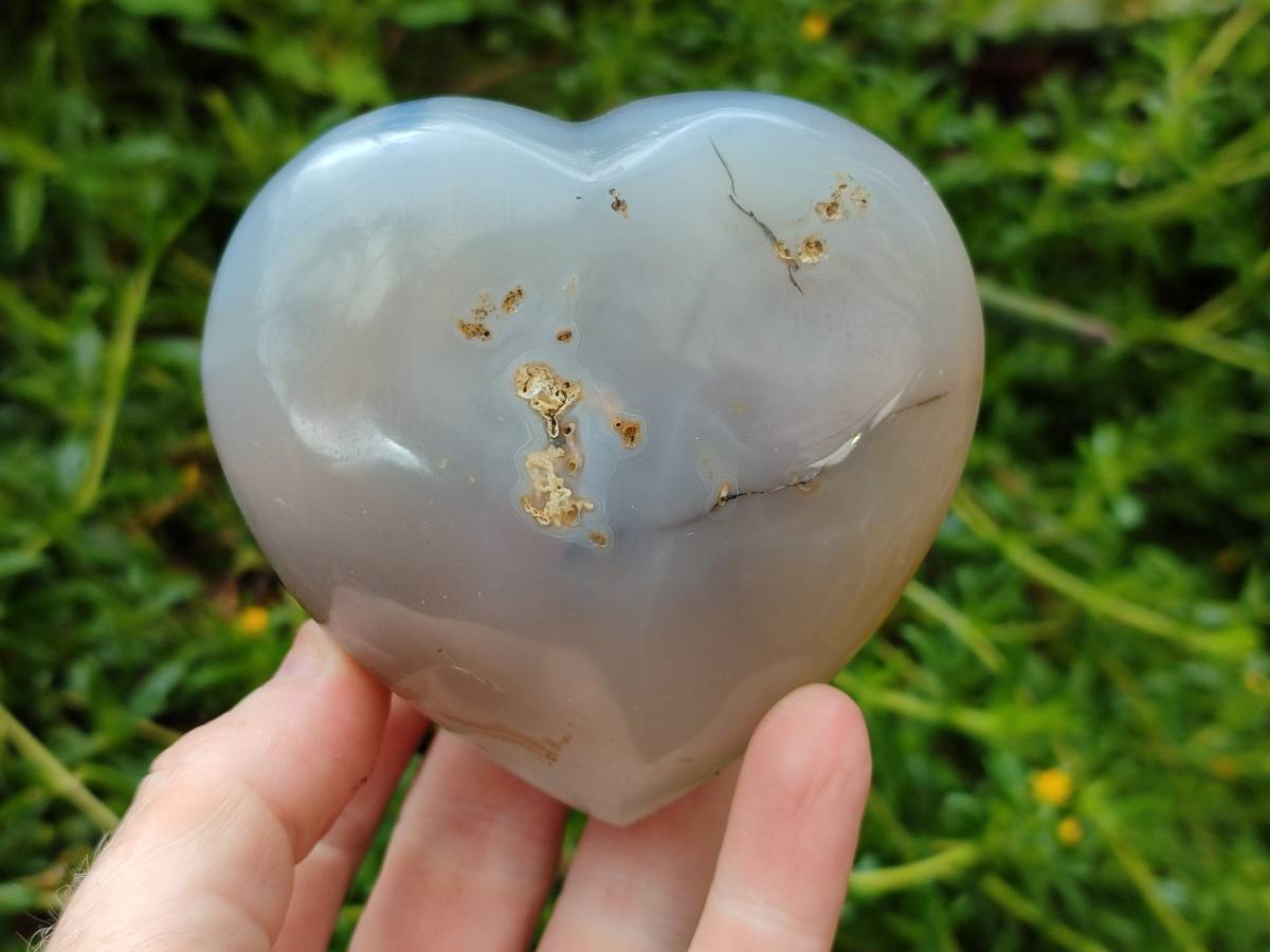 Polished Banded Agate Hearts x 6 From Madagascar - Toprock Gemstones and Minerals 