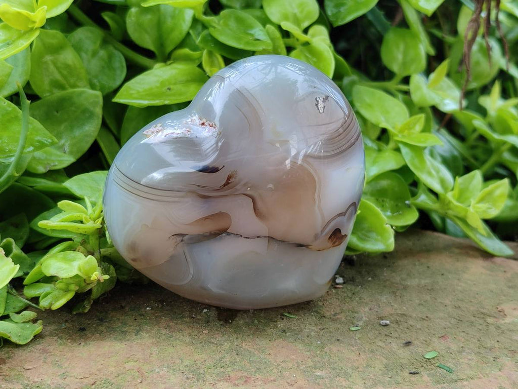 Polished Banded Agate Hearts x 6 From Madagascar - Toprock Gemstones and Minerals 