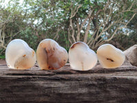 Polished Banded Agate Hearts x 6 From Madagascar