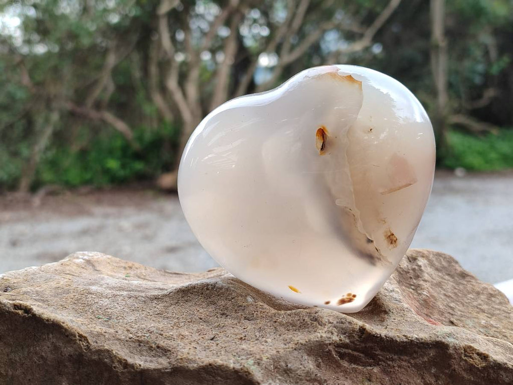 Polished Banded Agate Hearts x 6 From Madagascar - Toprock Gemstones and Minerals 