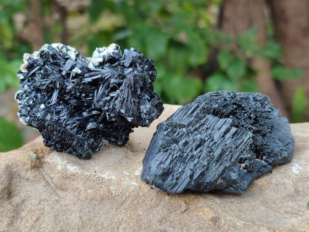 Natural Schorl Black Tourmaline Specimens x 12 From Erongo, Namibia - Toprock Gemstones and Minerals 