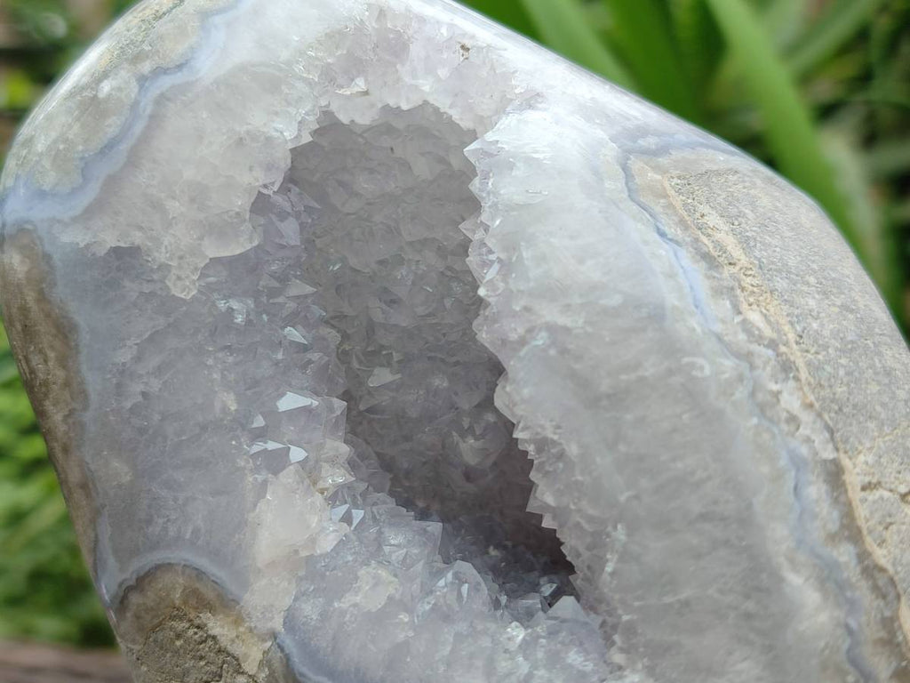 Polished Blue Lace Agate Standing Free Form x 1 From Nsanje, Malawi - Toprock Gemstones and Minerals 