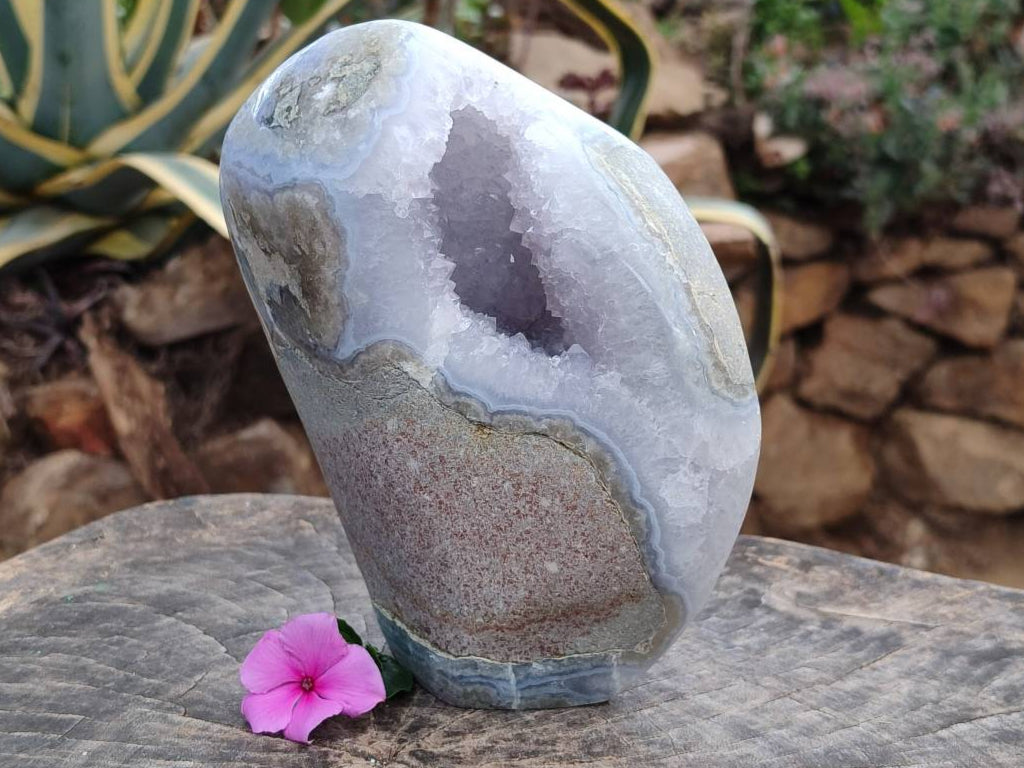 Polished Blue Lace Agate Standing Free Form x 1 From Nsanje, Malawi - Toprock Gemstones and Minerals 