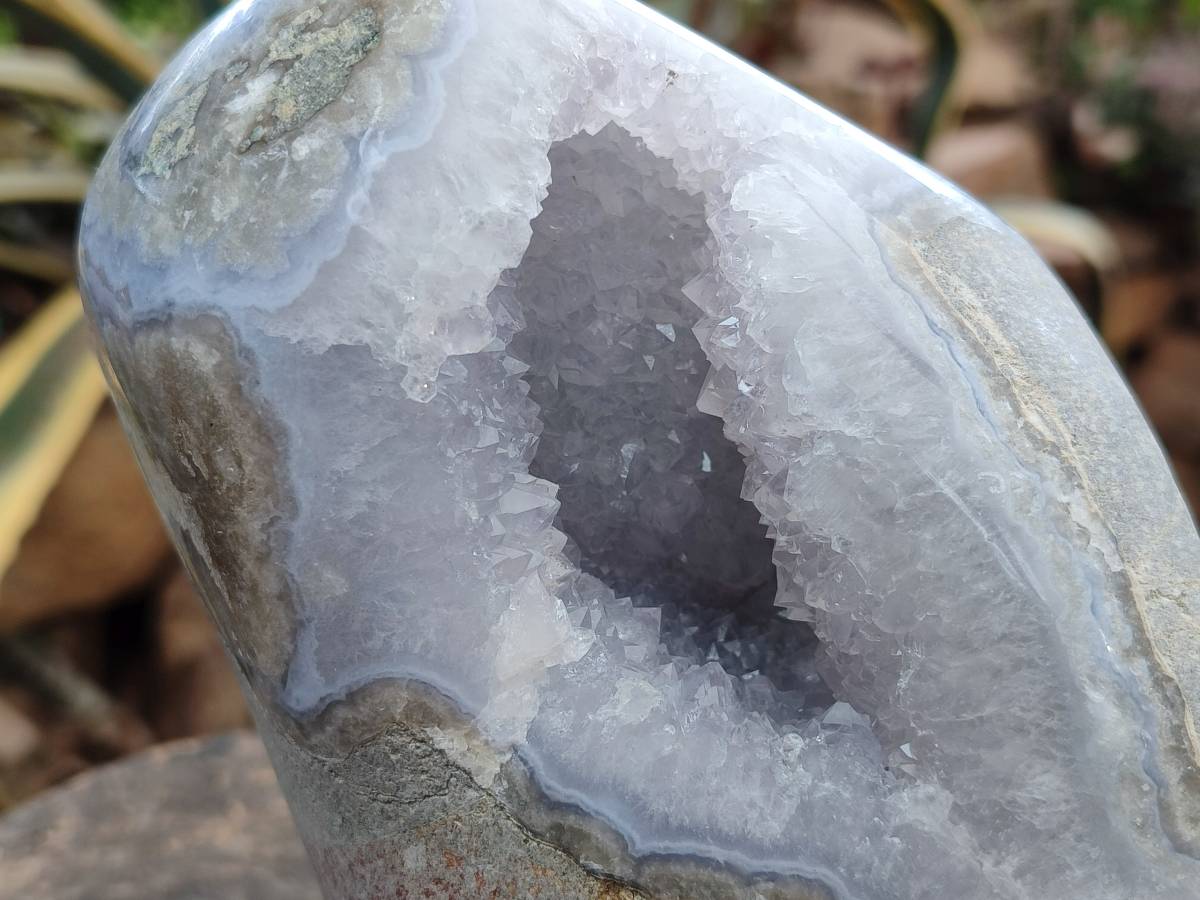 Polished Blue Lace Agate Standing Free Form x 1 From Nsanje, Malawi - Toprock Gemstones and Minerals 