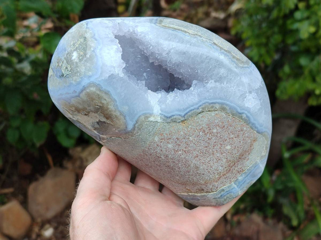 Polished Blue Lace Agate Standing Free Form x 1 From Nsanje, Malawi - Toprock Gemstones and Minerals 