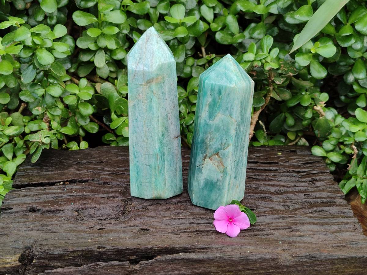 Polished Amazonite Towers x 2 From Madagascar - Toprock Gemstones and Minerals 