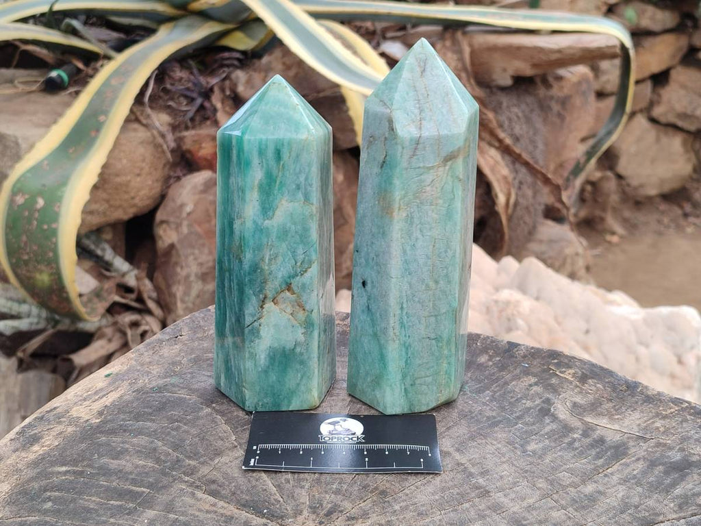 Polished Amazonite Towers x 2 From Madagascar - Toprock Gemstones and Minerals 