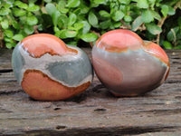 Polished Polychrome Jasper Hearts x 6 From NW Coast, Madagascar