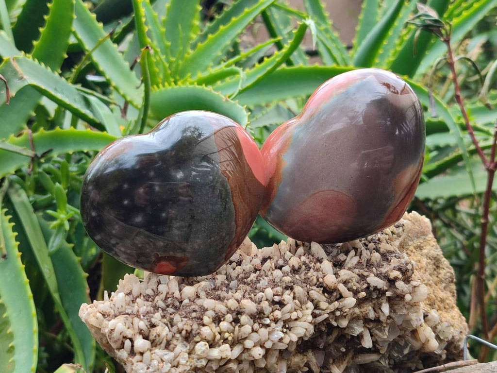 Polished Polychrome Jasper Hearts x 6 From NW Coast, Madagascar - Toprock Gemstones and Minerals 
