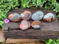 Polished Polychrome Jasper Hearts x 6 From NW Coast, Madagascar
