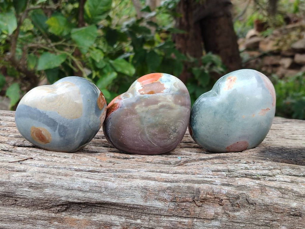 Polished Polychrome Jasper Hearts x 6 From NW Coast, Madagascar - Toprock Gemstones and Minerals 