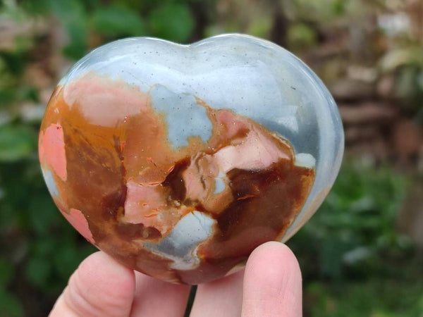 Polished Polychrome Jasper Hearts x 6 From NW Coast, Madagascar