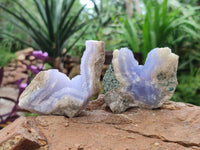 Natural Blue Lace Agate Geode Specimens x 12 From Nsanje, Malawi