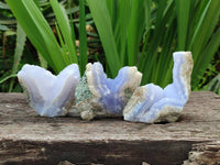 Natural Blue Lace Agate Geode Specimens x 12 From Nsanje, Malawi
