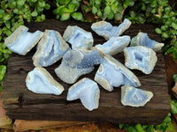 Natural Blue Lace Agate Geode Specimens x 12 From Nsanje, Malawi